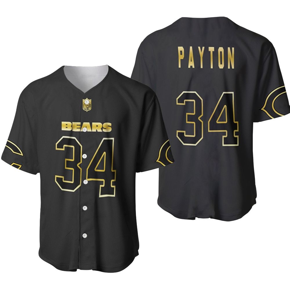 Chicago Bears Walter Payton #34 Great Player NFL Black Golden Brandedition Vapor Limited Jersey Style Custom Gift For Bears Fans Baseball Jersey