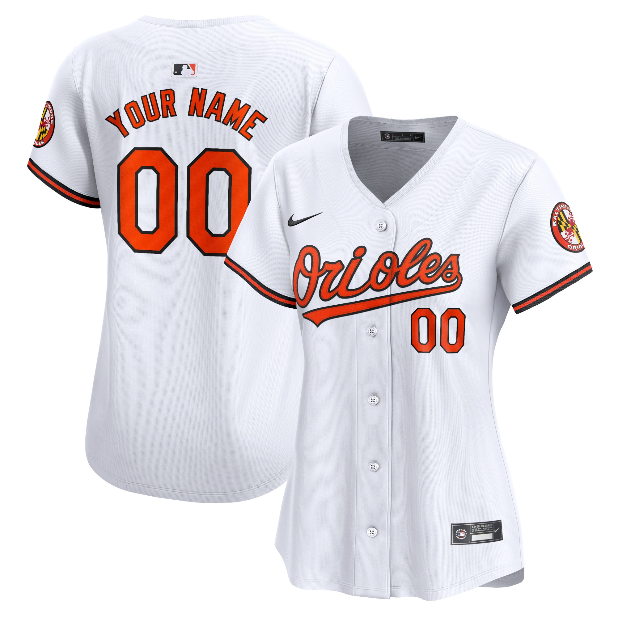 Baltimore Orioles Women's Home Limited Custom Jersey – White