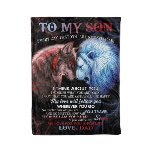 To My Son Lion Quilt Fleece Blanket