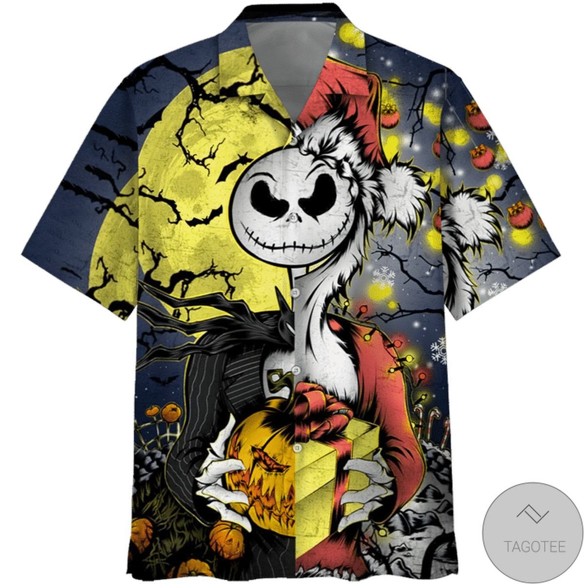 Christmas Hawaii Jack Halloween And Button Up Shirt For Men Ha61648