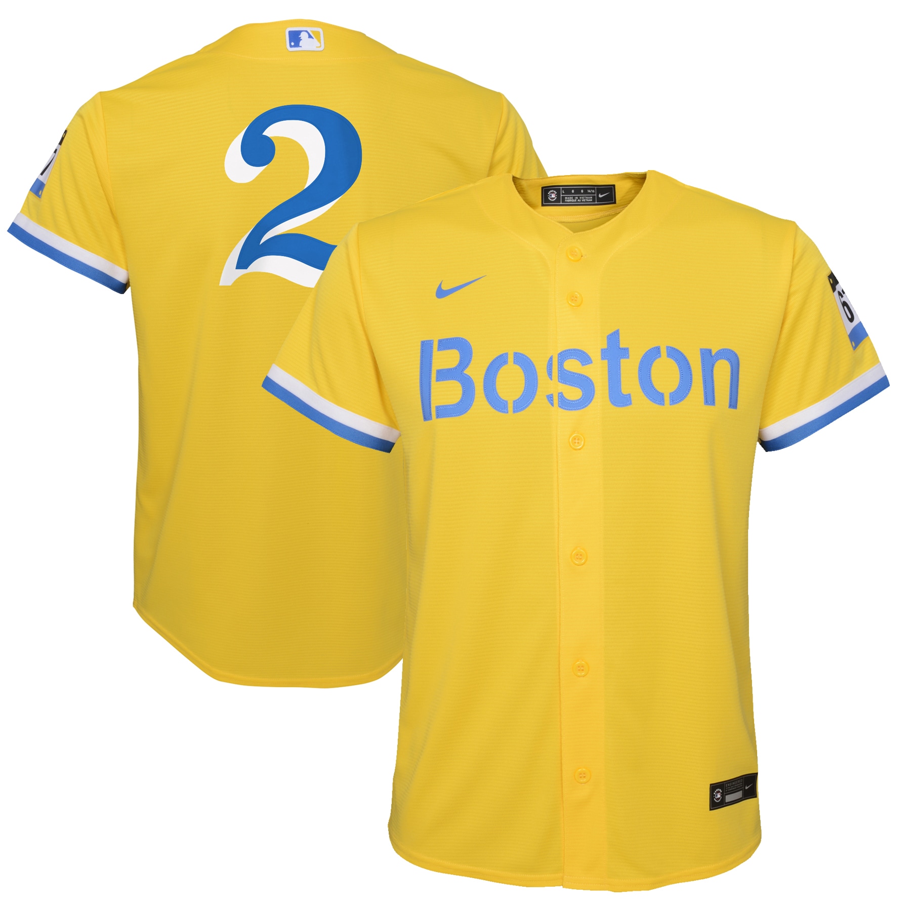 Youth Boston Red Sox Xander Bogaerts Gold/Light Blue City Connect Player Jersey