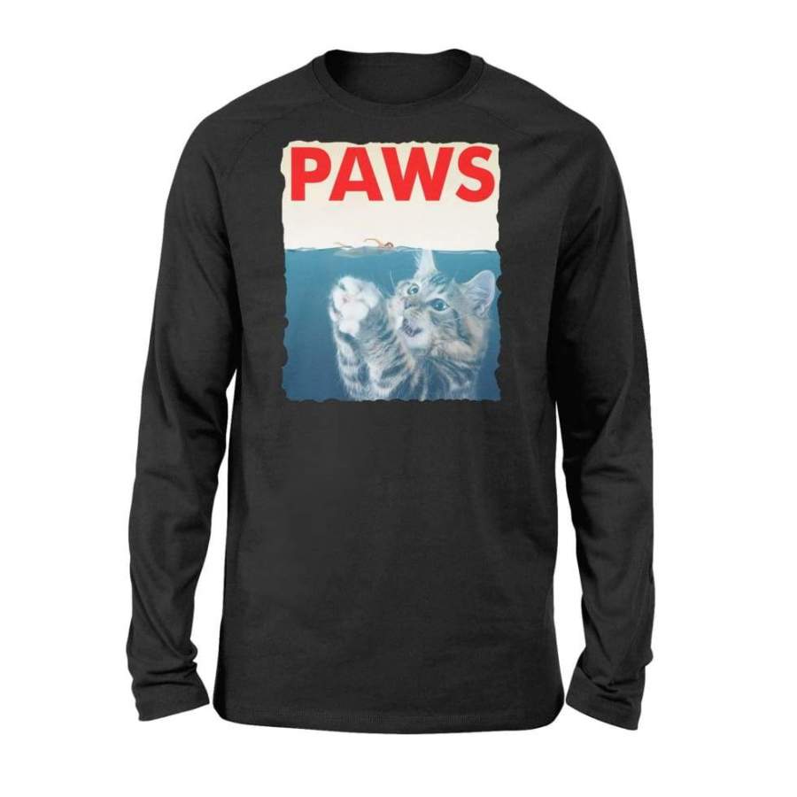 Paws Shirt Funny Cat Parody Shark Kitten – Standard Long Sleeve