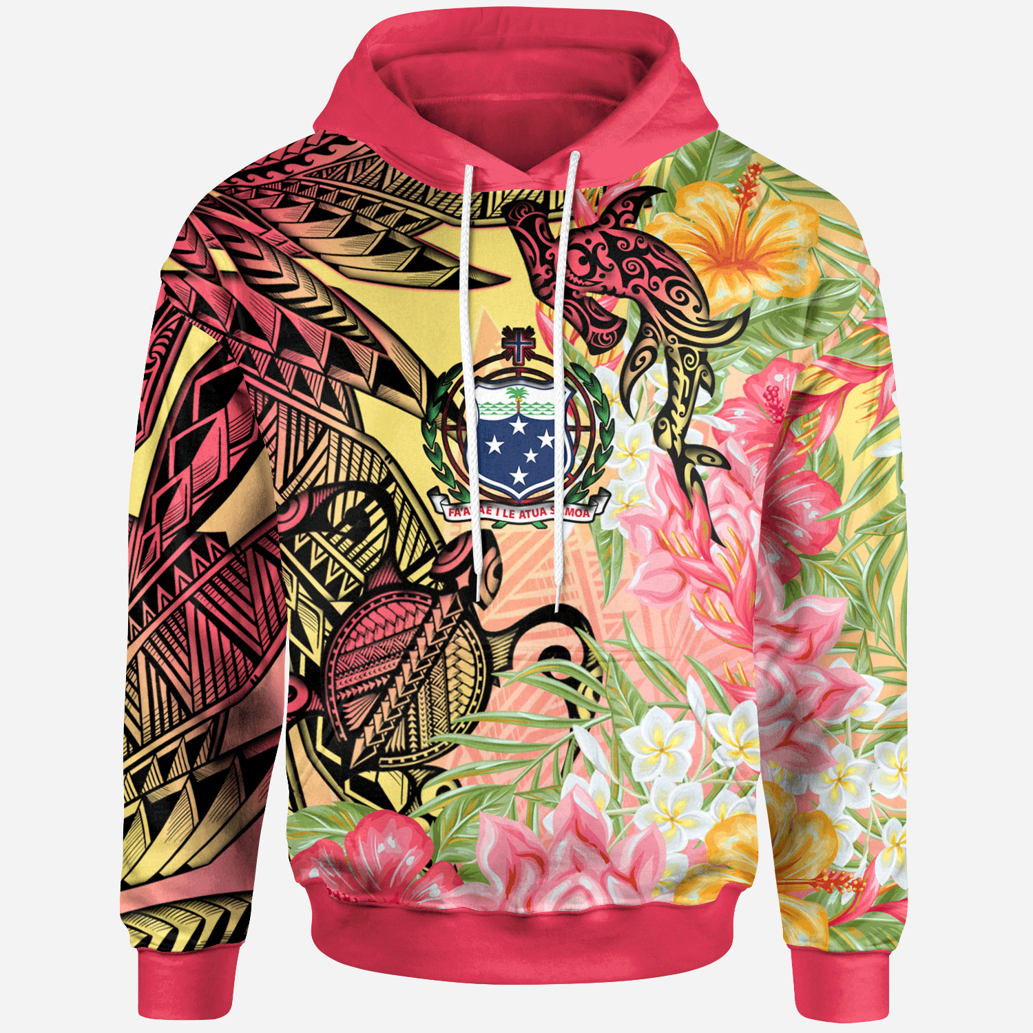 Samoa Hoodie – Flowers Tropical With Sea Animals