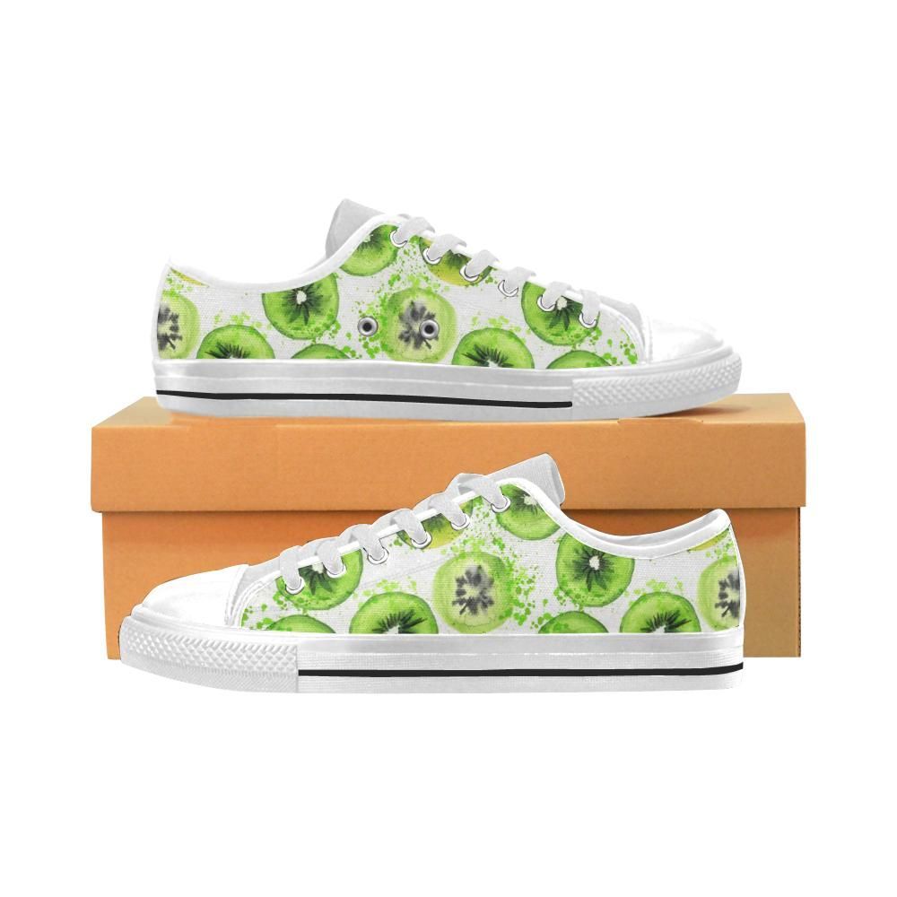 Watercolor kiwi pattern Men’s Low Top Shoes White