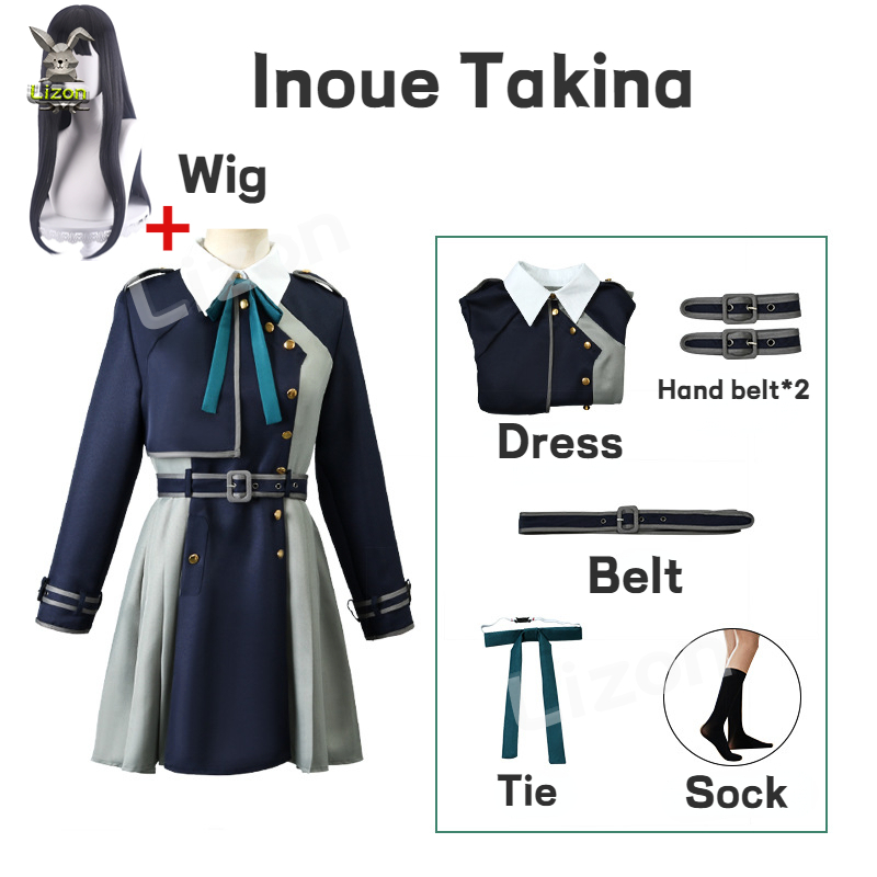 Anime Lycoris Recoil Cosplay Nishikigi Chisato Inoue Takina Cosplay Costume Uniform Women Skirt Dresses Wig Halloween Party alx