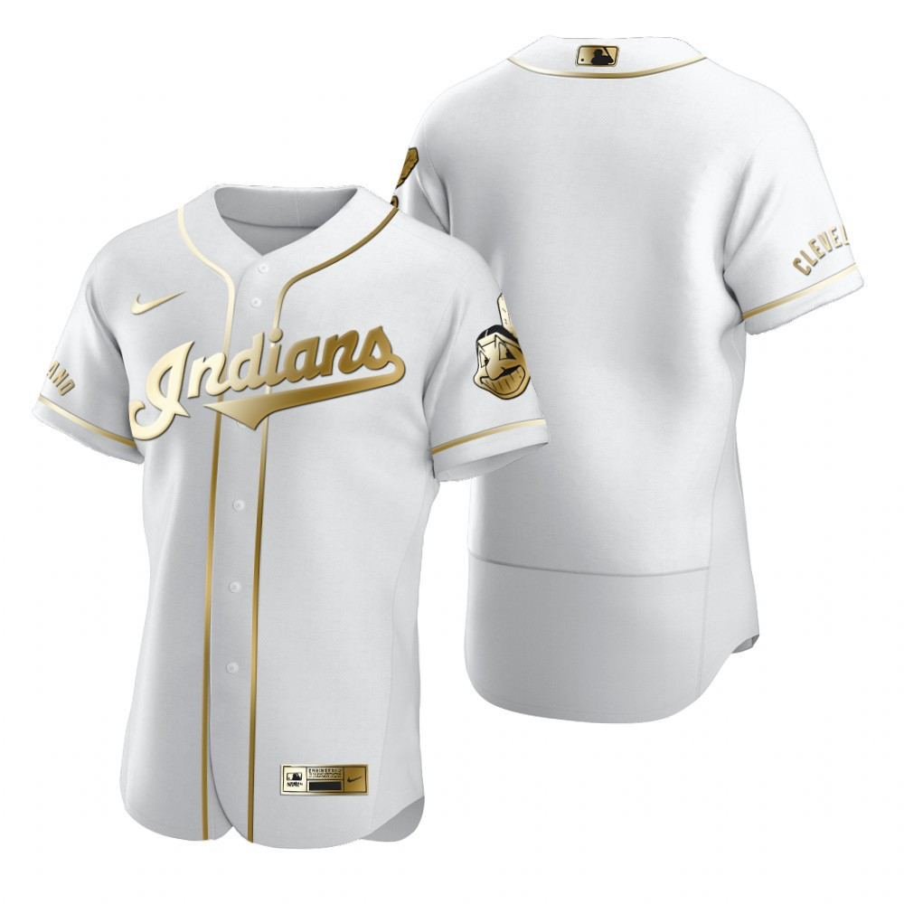 Cleveland Baseball MLB Golden Brandedition White Jersey Gift For Cleveland Baseball Fans