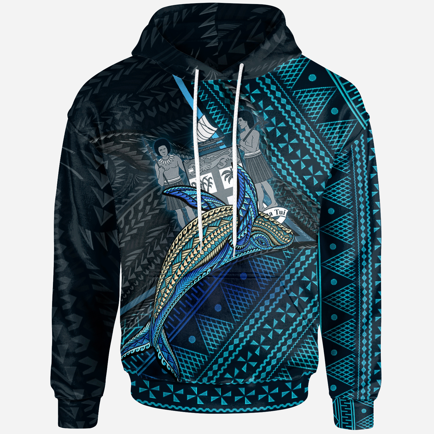 Fiji Hoodie – Seal Fiji With Blue Whale – Pacific Print Hoodie