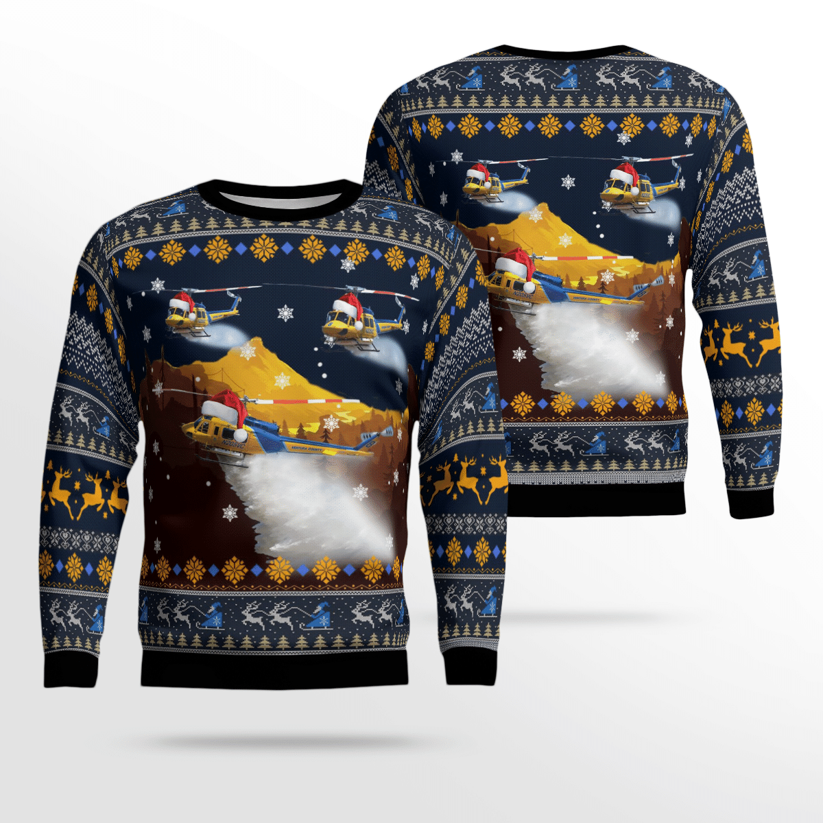 Ventura County Sheriff Fire Support Bell 205A-1 Ugly Christmas Sweater, All Over Print Sweatshirt