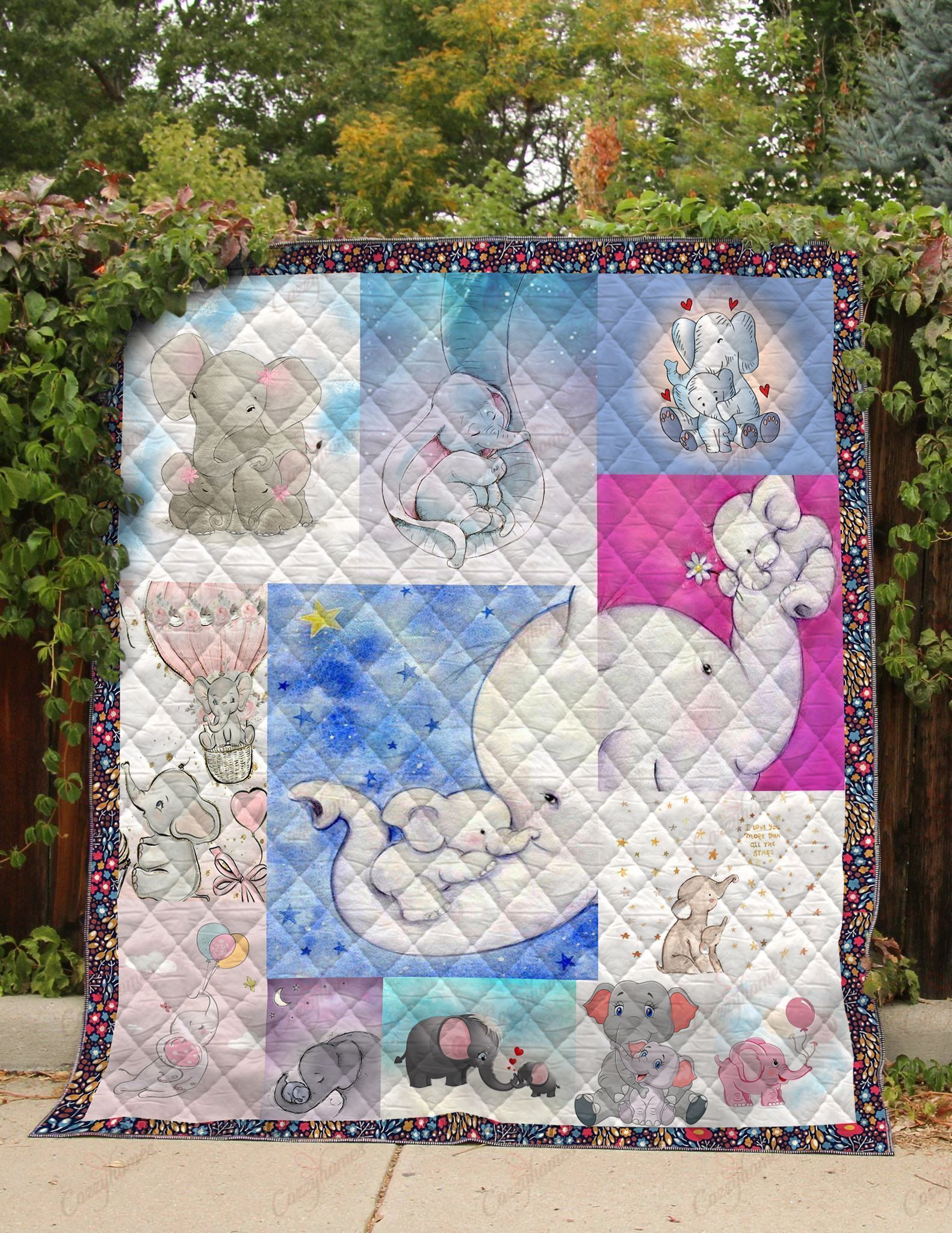 Elephants XL2703624CL Quilt Blanket