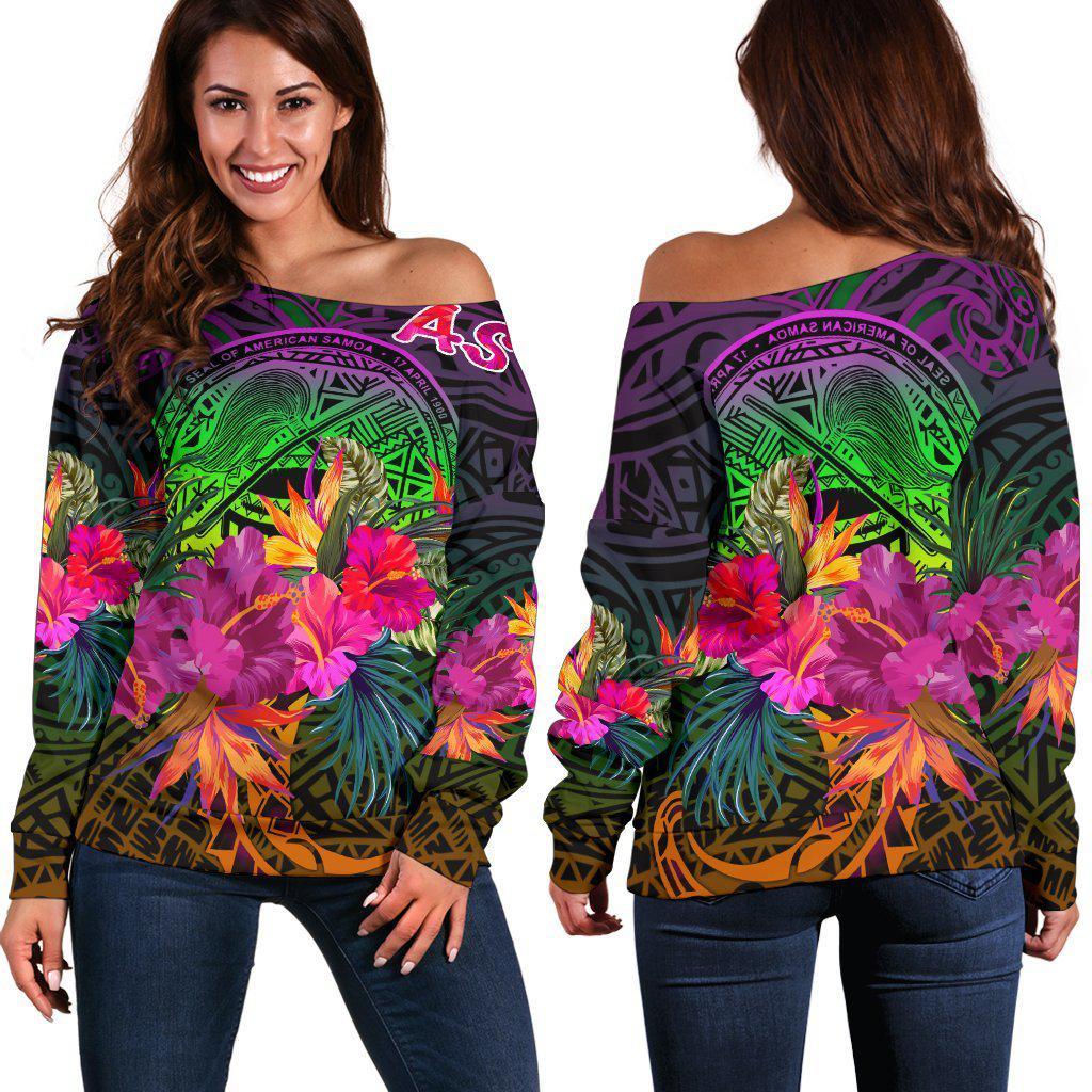 American Samoa Summer Hibiscus Shoulder Sweater