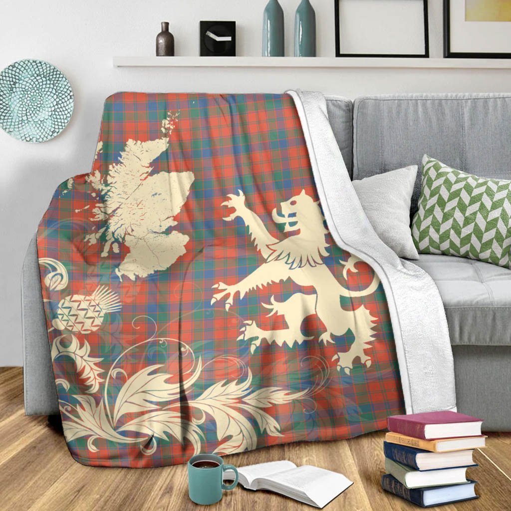 Tartan Blanket Rob Roy Macgregor Modern Tartan Scotland Lion Thistle Map Plaid Blanket