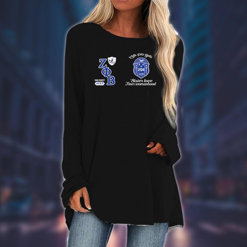 Zeta Phi Beta Long Sleeve Loose Tunic Top 04