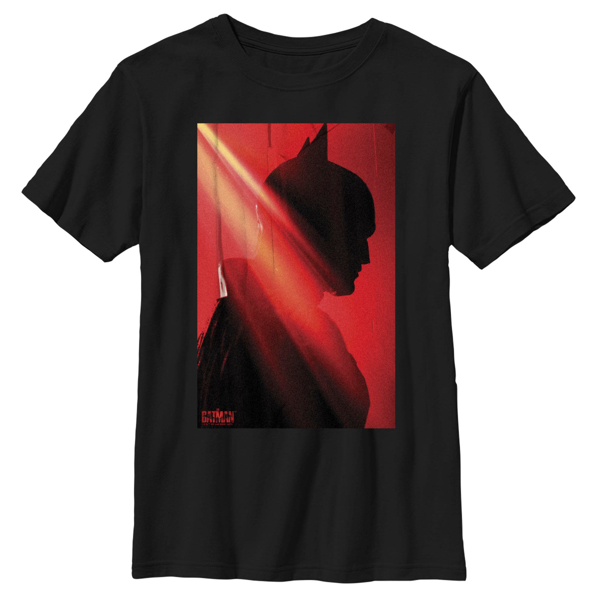 Boy’S The Batman Red And Black Silhouette Side Profile T-Shirt