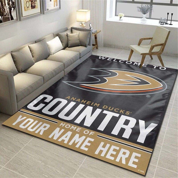 Anaheim Ducks Personalized Area Rug, Team Living Room Bedroom Carpet, Customized Floor Mat