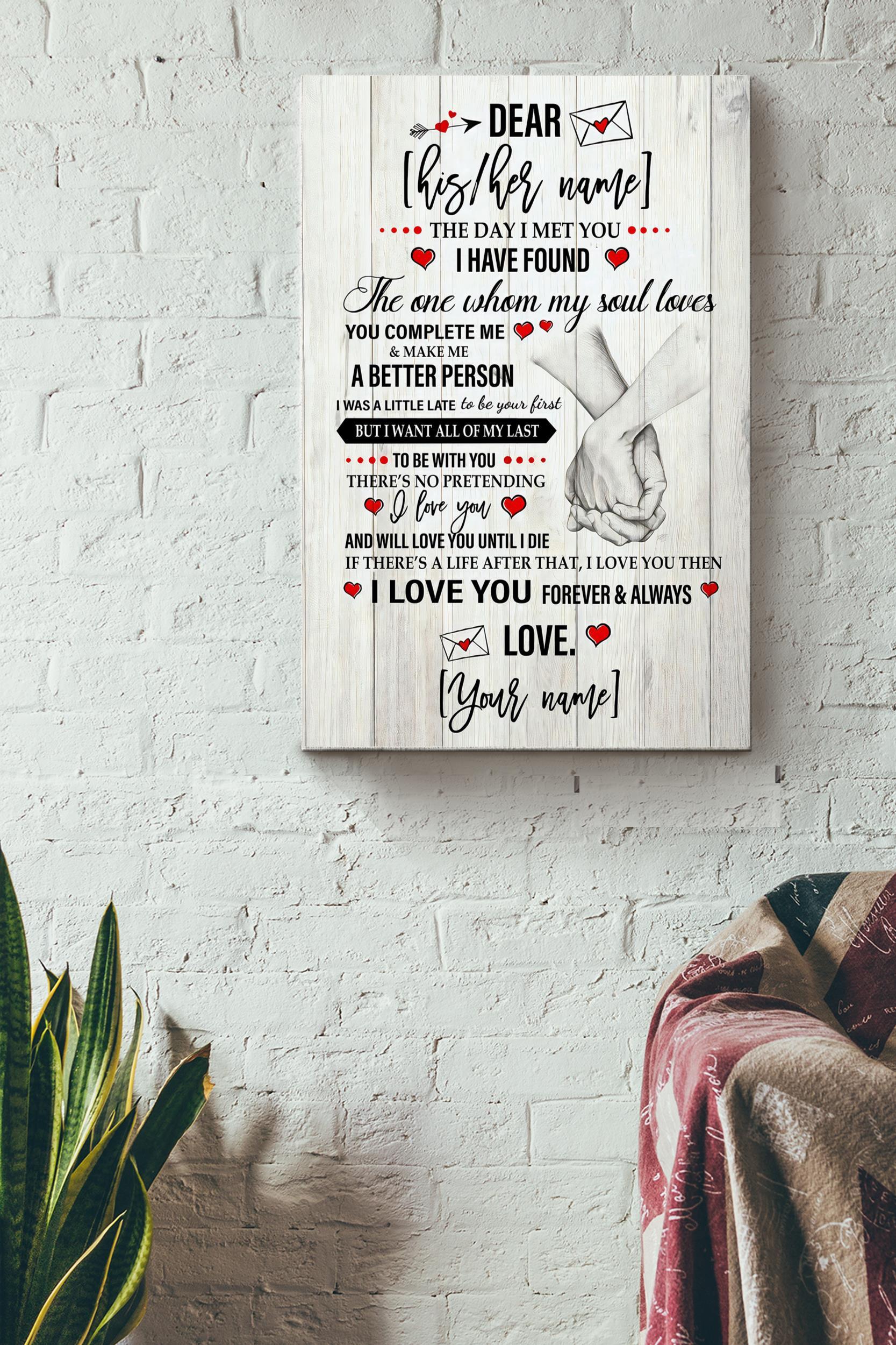 The Day I Met You I Found You Poster – Love Wall Art – Gift For Lovers Boyfriend Girlfriend Soulmate Wife Spouse Sweetheart Sweetie Home Decor Wrapped Canvas