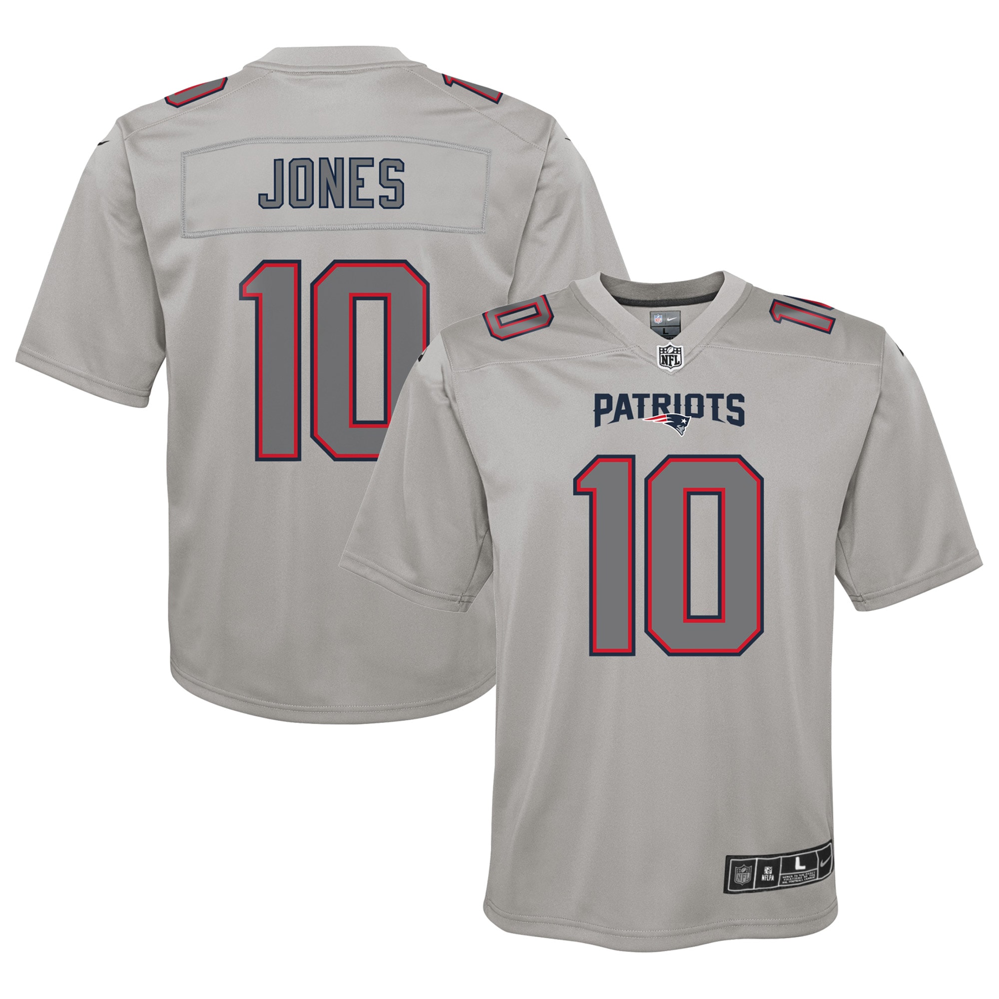 Mac Jones New England Patriots Youth Atmosphere Fashion Game Jersey – Gray