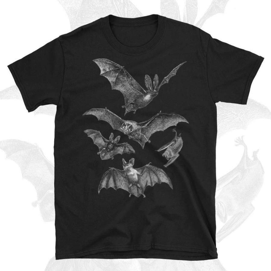 Witch Pastel Gothic Short Sleeved T Shirt Aesthetic Halloween Vampire Bat Vintage Release Bat