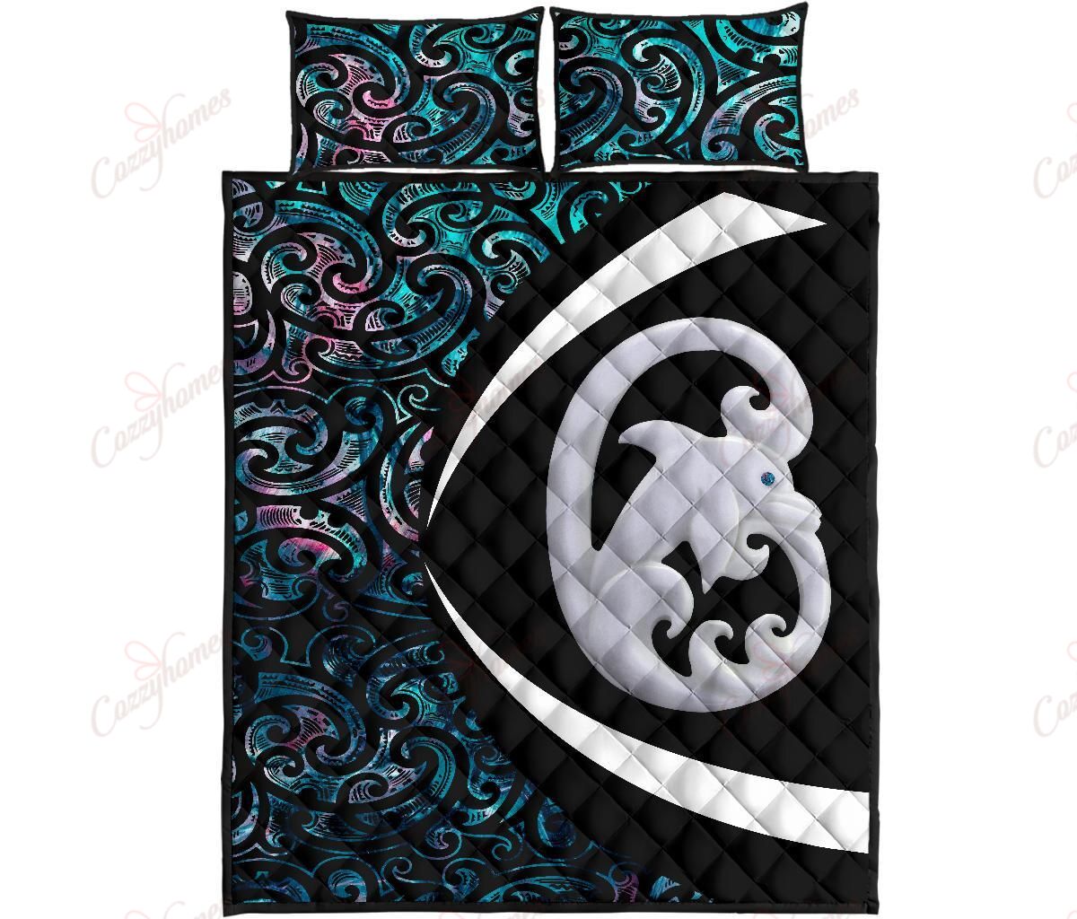 Aotearoa Maori Dolphin Koru Aihe Paua Shell YQ2903260CL Quilt Bed Set