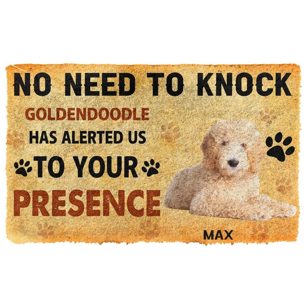 Gearhuman 3D No Need To Knock Goldendoodle Dog Custom Name Doormat