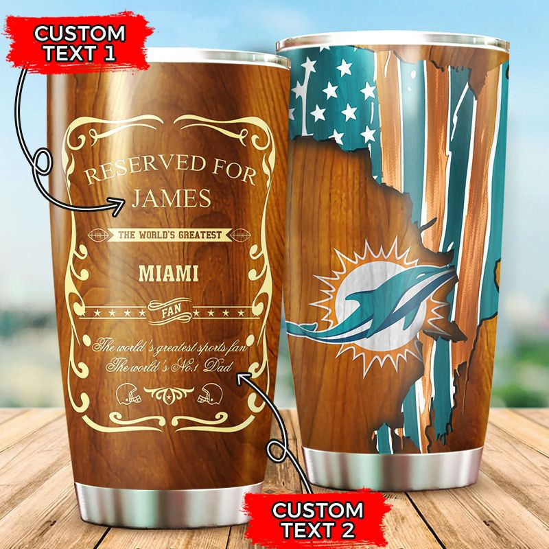 Personalized Miami Dolphins Wood All Over Print 3D Tumbler-Tph