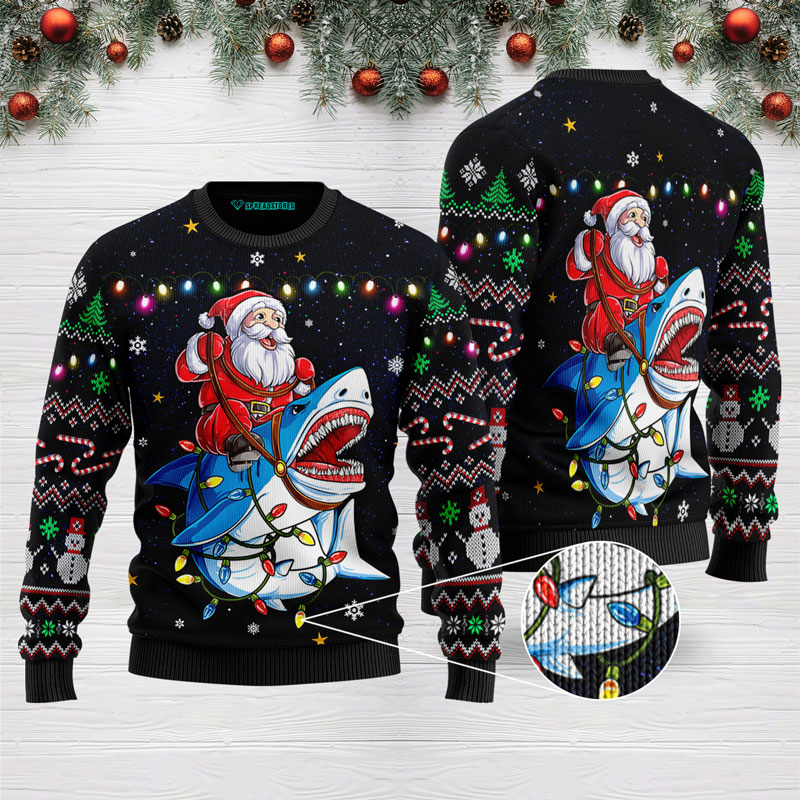 Shark Santa Ugly Christmas Sweater | Unisex | Full Size | Adult | Colorful | US3130