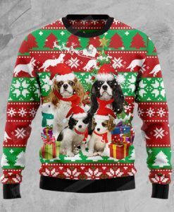 Cavalier King Charles Spaniel Family Ugly Christmas Sweater, All Over Print Sweatshirt