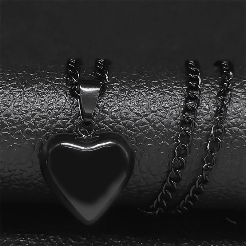 2022 Fashion Gothic Heart Star Stainless Steel Necklaces Women Black Color Pendant Necklace Jewelry acessorios feminino NU178S03 alx