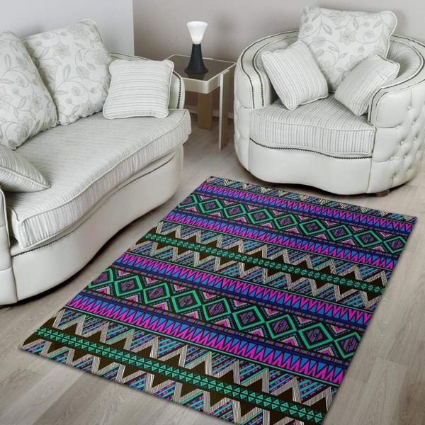 Neon Color Indian Aztec Trippy Area Rug