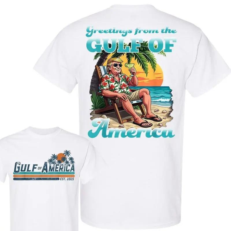 Greeting From The Patriotic Gulf Of USA America Retro t – Shirt – Gulf Of America Est 2025 Graphic Printed Classic Cotton Unisex Shirt, T-Shirt For Men And Women