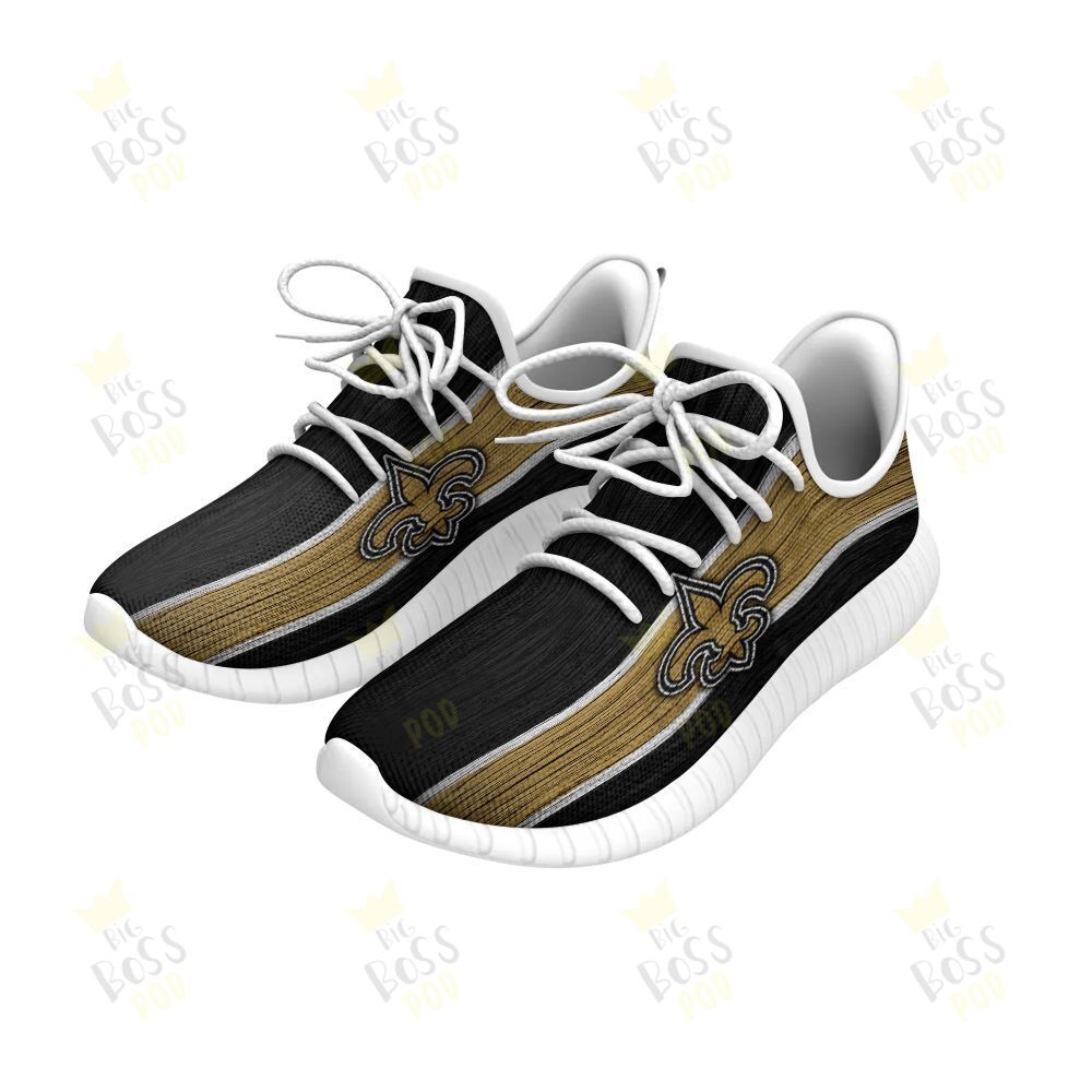 New Orleans Saints Vintage White Black Gold Grunge Logo Gift For Saints Fans Sport Running Sneakers Shoes