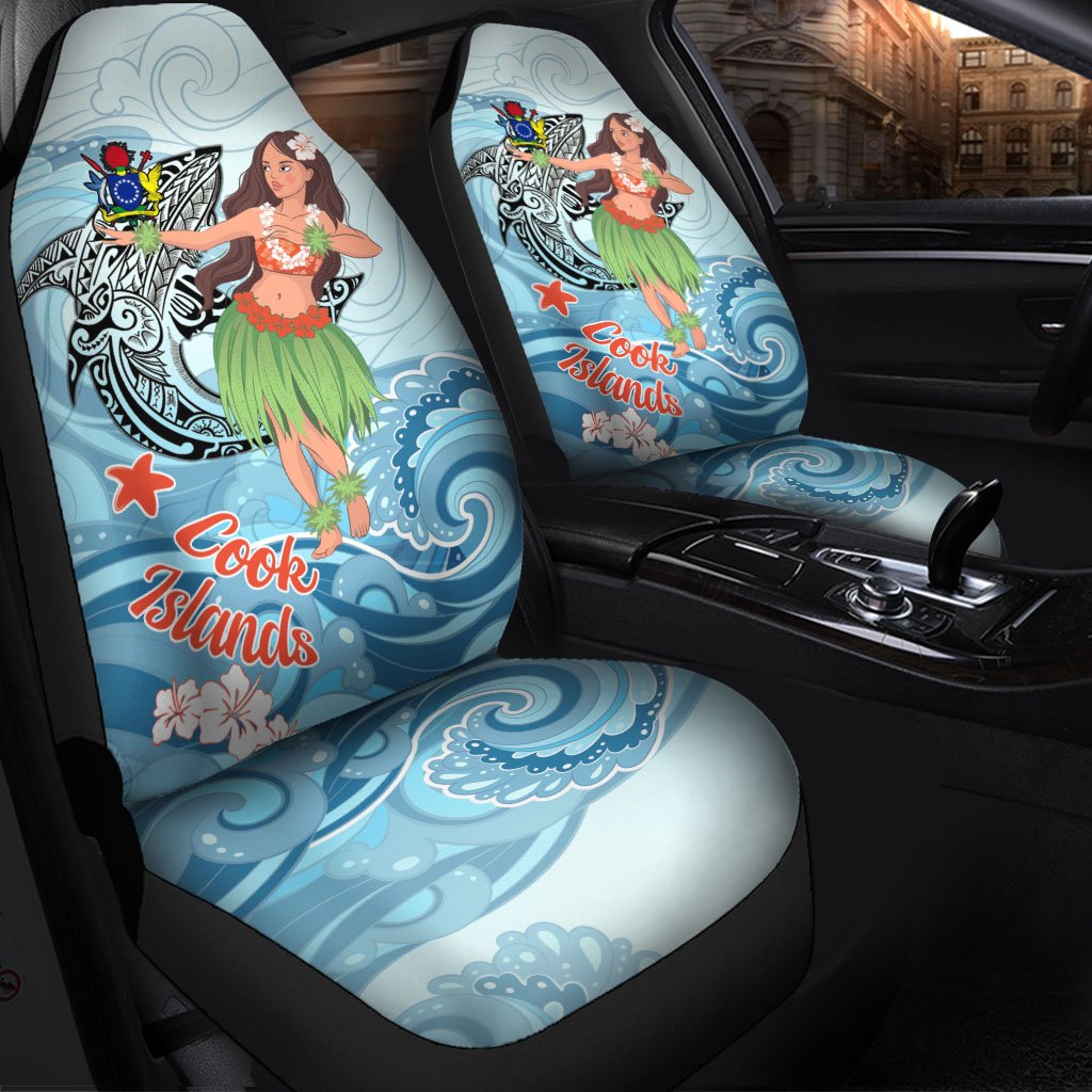 Cook Islands Car Seat Cover – Polynesian Girls With Shark – BN01