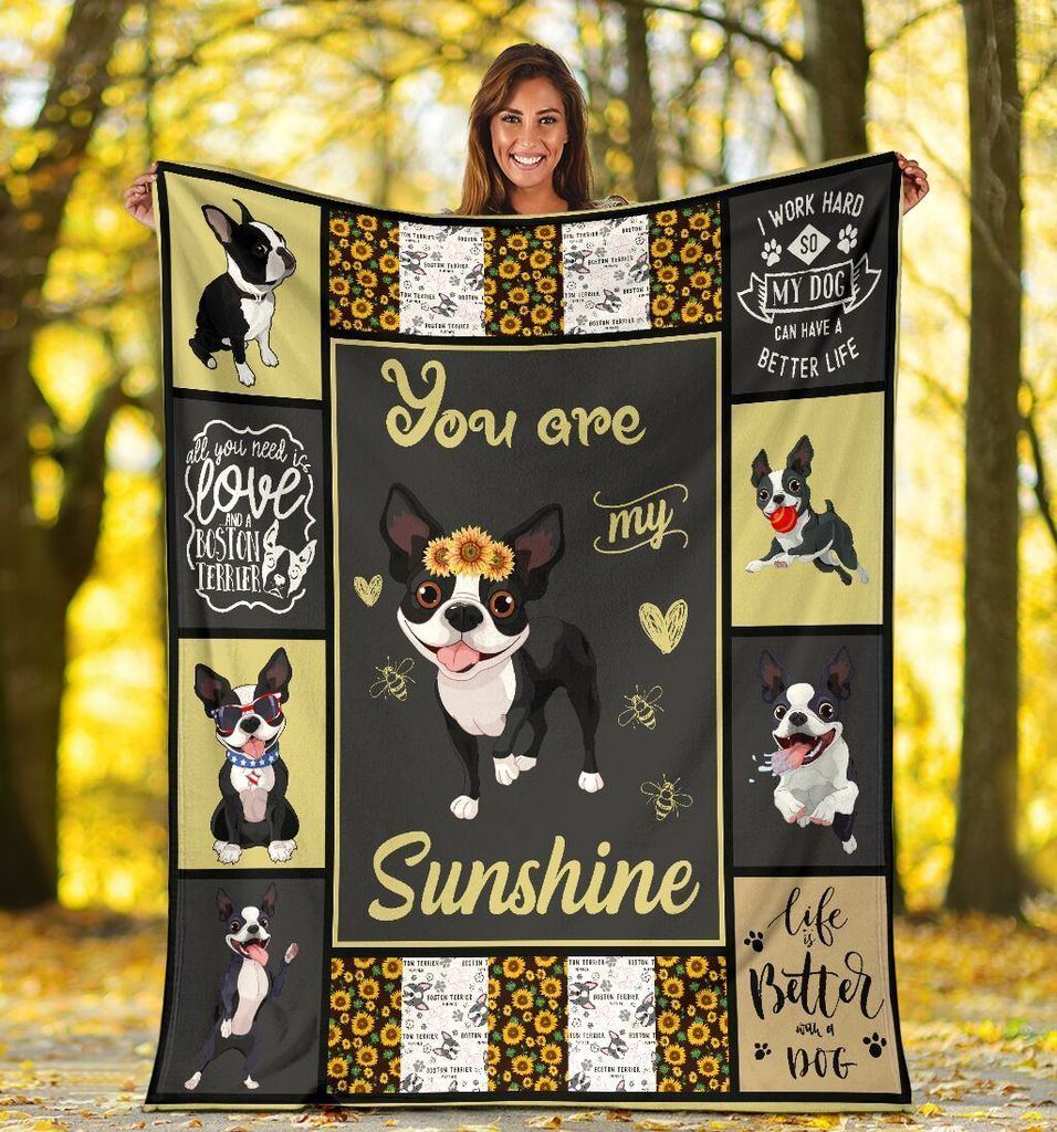 Boston Terrier Dog Fleece Blanket