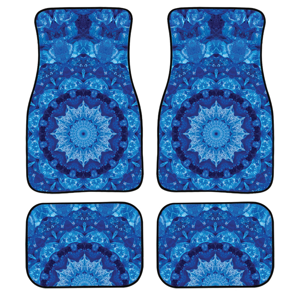 Blue Crystal Kaleidoscope Print Front And Back Car Floor Mats, Front Car Mat