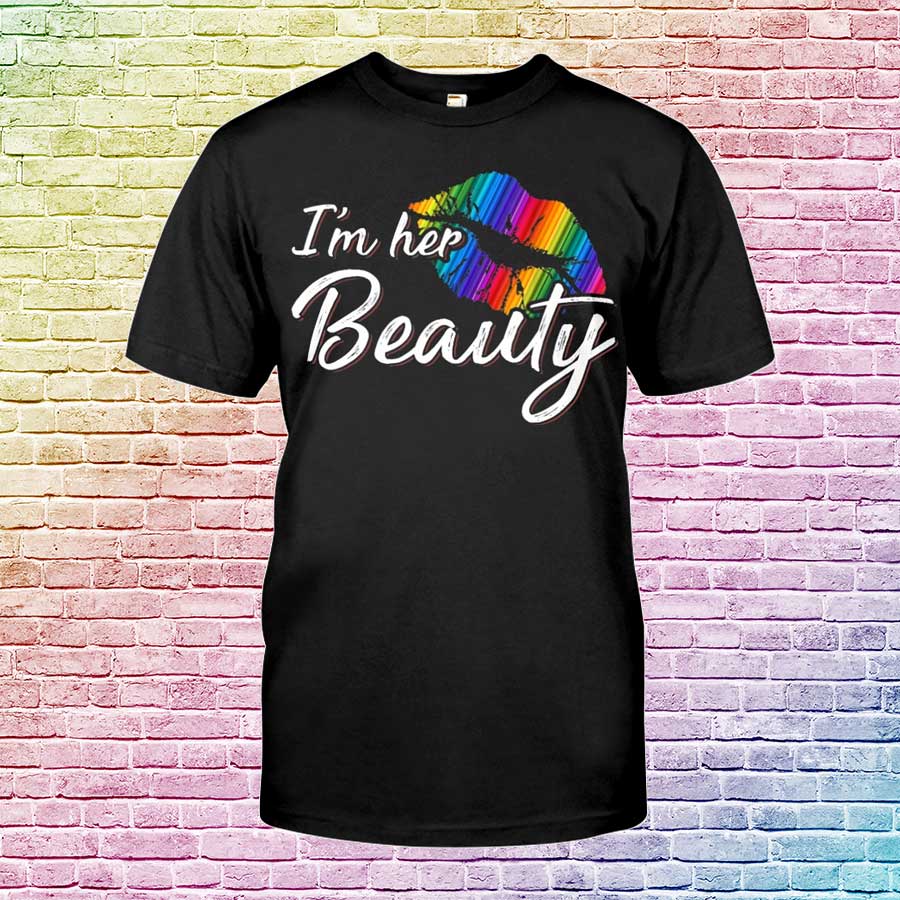 T Shirt For Pride Month, I Am Her Beauty Rainbow Lips T Shirts, Lesbian Gifts