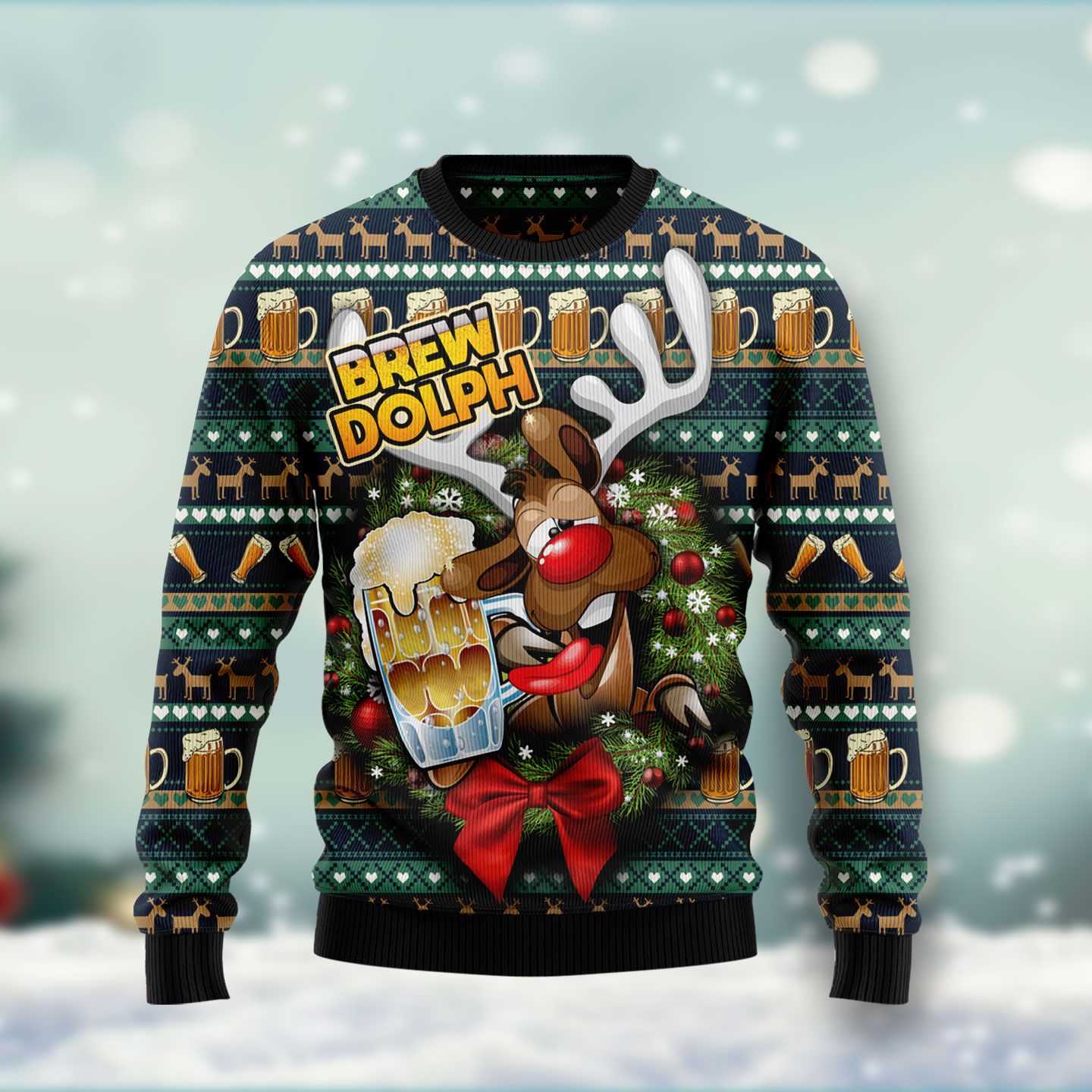 Brewdolph Reindeer HT121101 Ugly Christmas Sweater