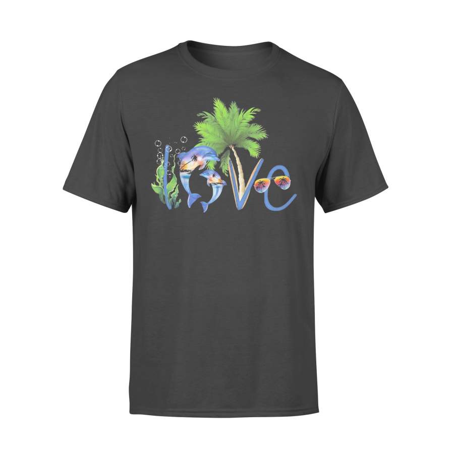 Love Dolphin Ocean Coconut Tree T-shirt