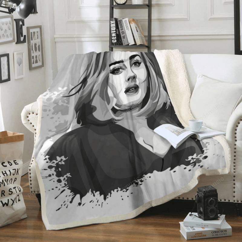 Adele grayscale – Music Art For Fans Sherpa Fleece Blanket