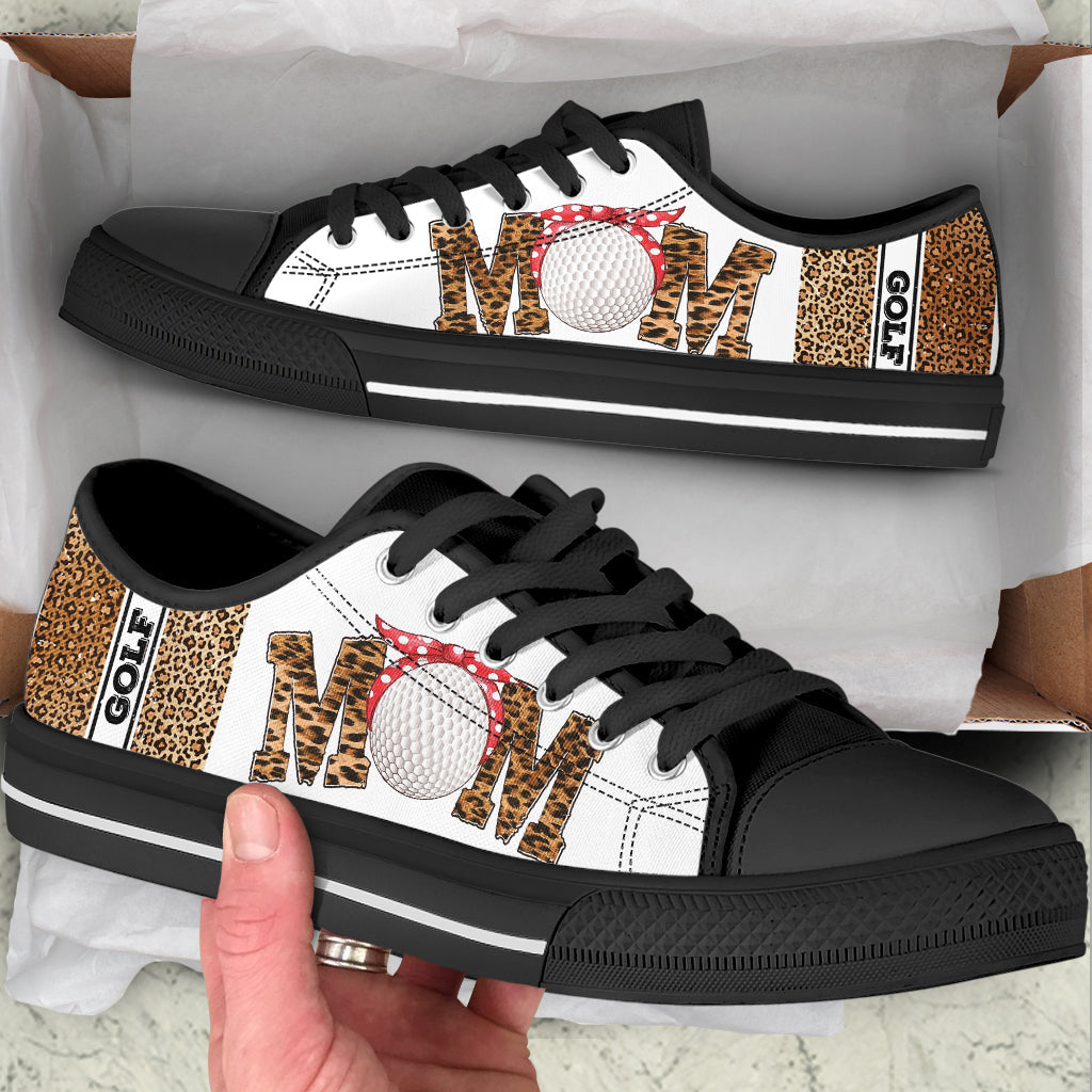 Golf Mom Leopard Sk Low Top Shoes Canvas Print Lowtop Trendy Fashion Casual Shoes Gift For Adults