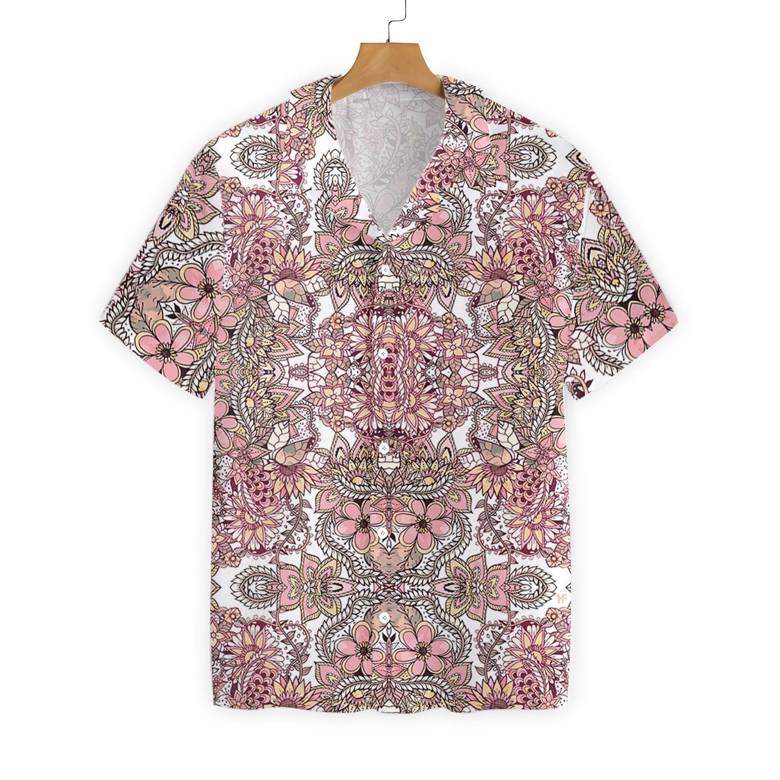 Boho Chic Red Brown Floral Pattern 1912 Hawaii Shirt Ha20193