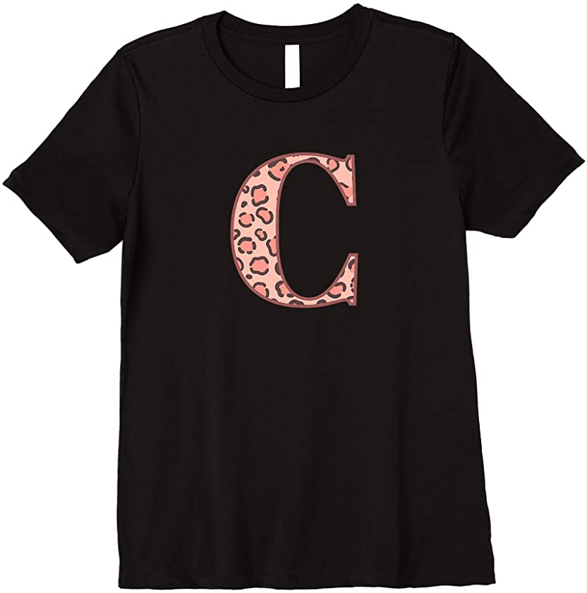 Pink Cheetah Print Leopard Pattern Letter C Premium T-Shirt