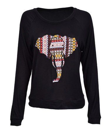 Black Elephant Long Sleeve Pullover Shirt