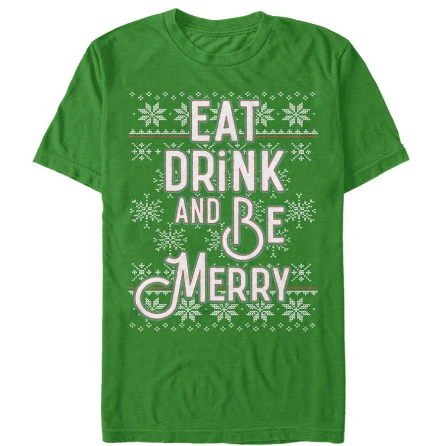 Lost Gods Men’s Christmas Eat, Drink, Be Merry  T Shirt