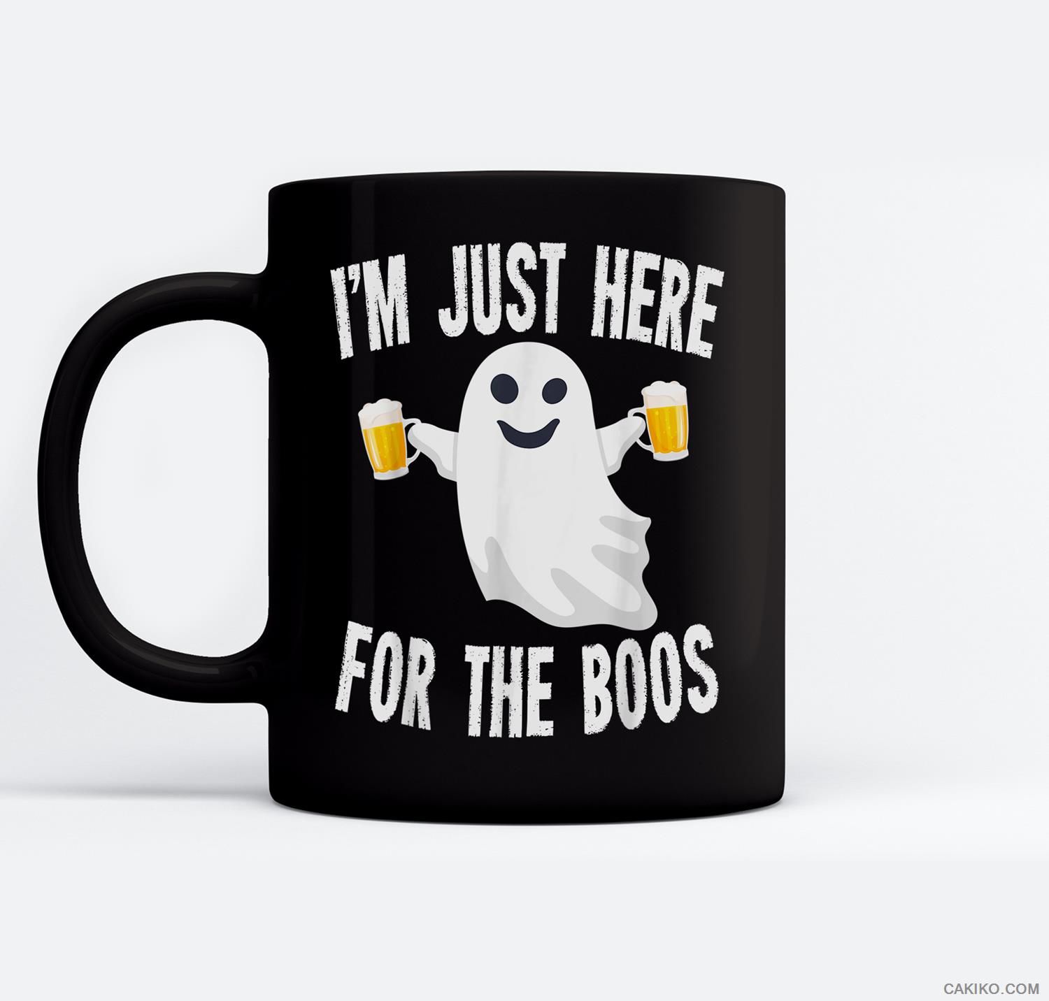 Halloween Beer Drinker Quote I’M Just Here For The Boos Gift Ceramic Coffee Black Mugs
