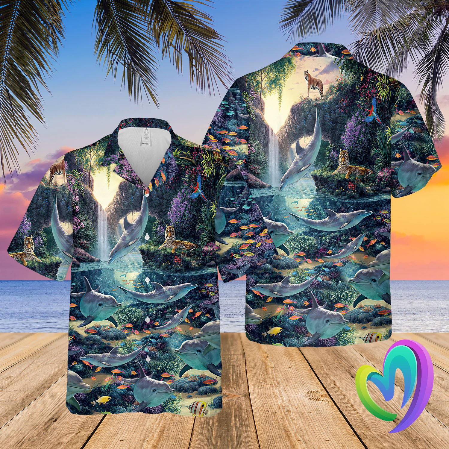 Dolphin Hawaiian Summer Beach Shirt Funny Aloha Shirt QBSM07