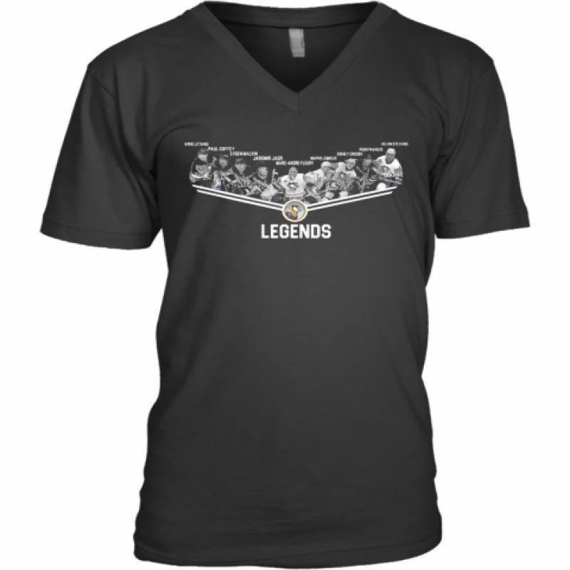 Pittsburgh Penguins Legends Team Player Signature V-Neck T-Shirt