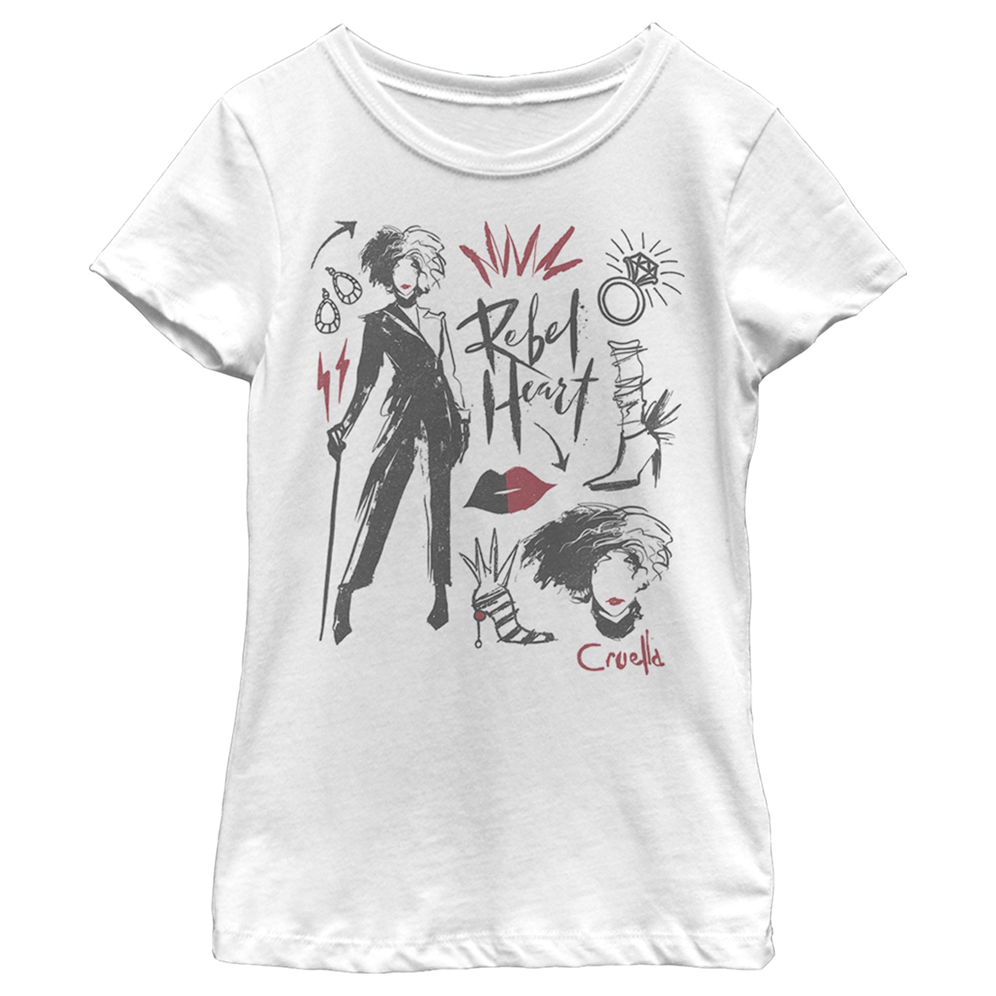 Cruella Girl’S Fashion Drawings  T-Shirt