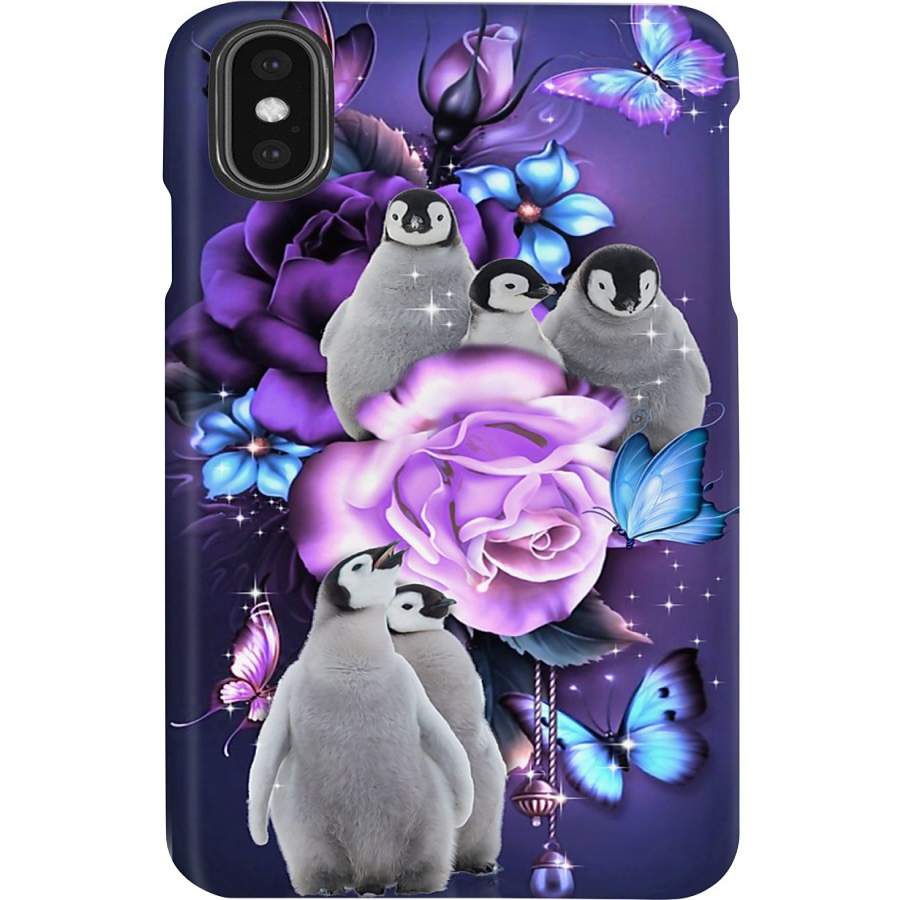 Penguin Magical Violet Flowers Phone case