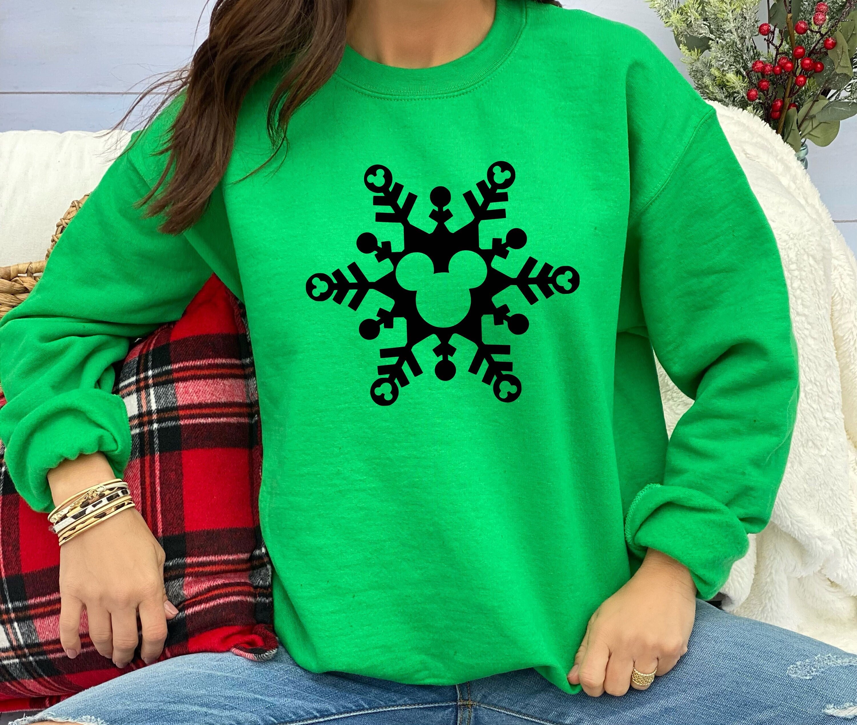 Christmas Snowflake Mickey Sweatshirt, Disney Christmas Shirt, Happy New Year, Disneyland Xmas, Family Holiday Sweatshirt, Merry Christmas - Teeloki Style