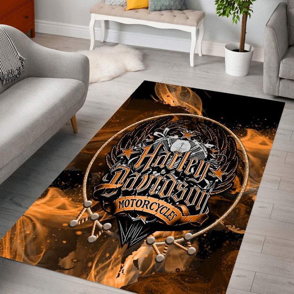 Harley Davidson Motocycle Rectangle Rug