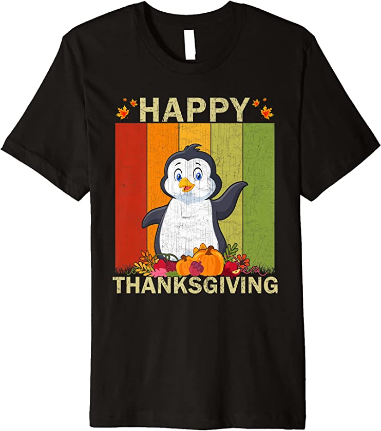 Penguin Lover Retro Graphic Family Matching Thanksgiving Premium T-Shirt